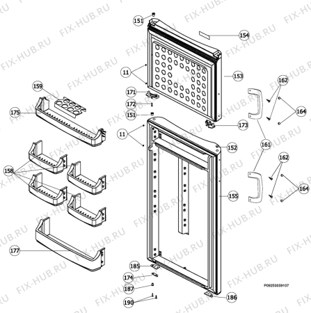 Взрыв-схема холодильника Electrolux ERD32190W - Схема узла Door 003